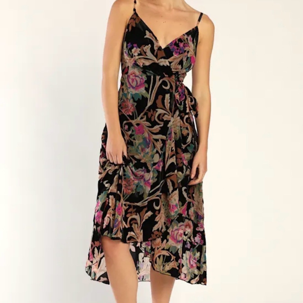 Floral Black Midi Dress